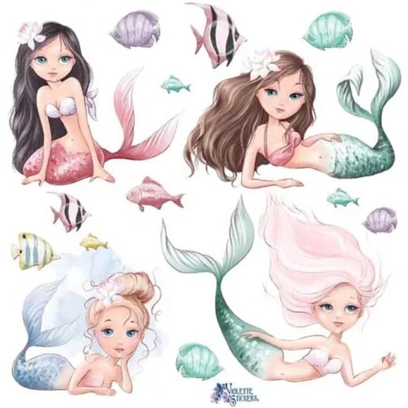 3 for $10 - Mermaid Girl Stickers - 1 Sticker‎ Sheet for Scrapbooks & More - Picture 1 of 1